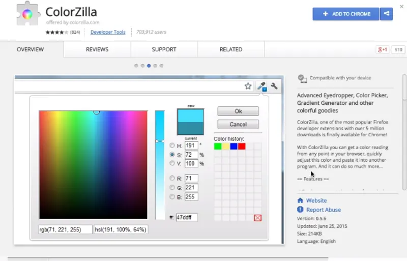 افزونه  ColorZilla