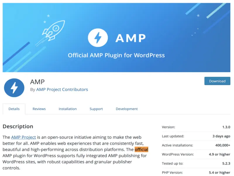 افزونه  AMP for WP